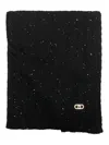 Liu •jo Sequin-embellished Logo-plaque Scarf In Black