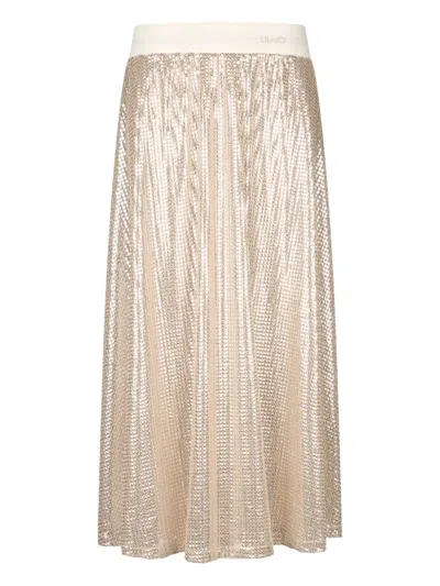 Liu •jo Sequin-embellished Midi Skirt In Neutrals