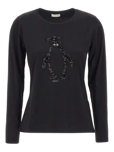 Liu •jo Sequin-embellishment T-shirt In Black