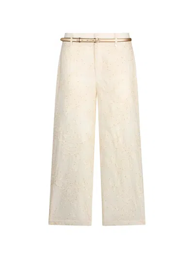 Liu •jo Sequin-embroidered Muslin Trousers In Neutral