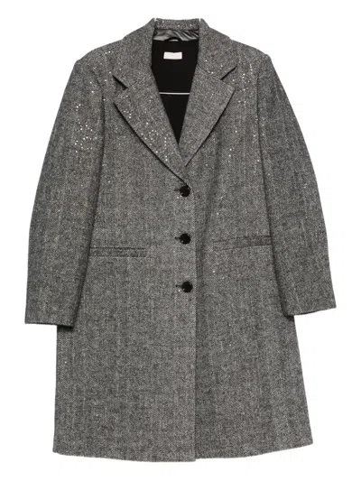 Liu •jo Sequin Herringbone Coat In Gray