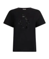 Liu •jo Crewneck Graphic Sequin Embellished T-shirt In Black