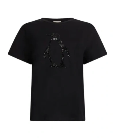 Liu •jo Sequin Penguin T-shirt In Black