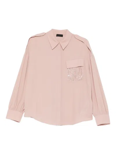 Liu •jo Sequin Pocket Shirt In Pink