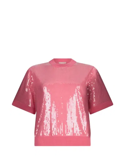 Liu •jo Sequin Short-sleeve T-shirt In Pink