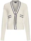 Liu •jo Liu Jo White Cotton Cardigan With Blue Trim In Weiss
