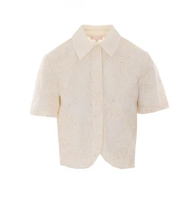 Liu •jo Sequined Embroidered Shirt In Neutral