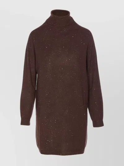 LIU •JO SEQUINED HIGH NECK MIDI DRESS