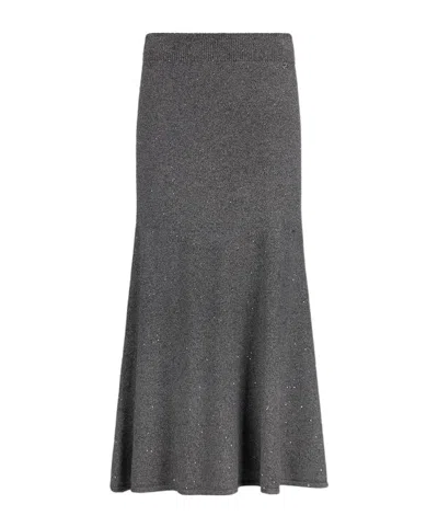 Liu •jo Sequined Knit Midi Skirt In Gray