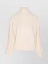 Liu •jo Sequined Turtleneck Knitwear Ribbed Finish In Neutral