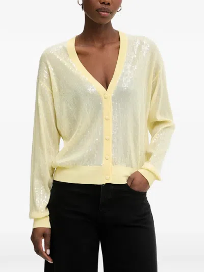 Liu •jo Sequin-embellished Cardigan In Gold