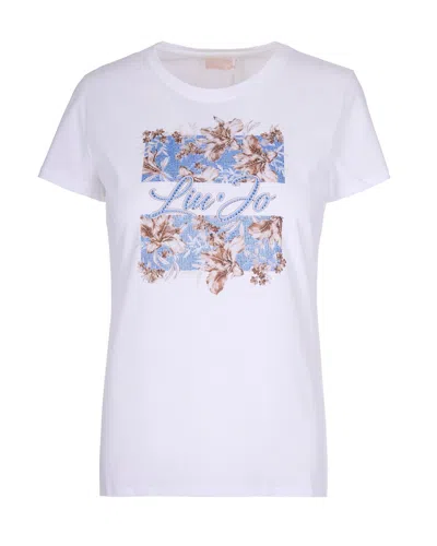Liu •jo Liu Jo Sequin-embellished Floral Print T-shirt In White