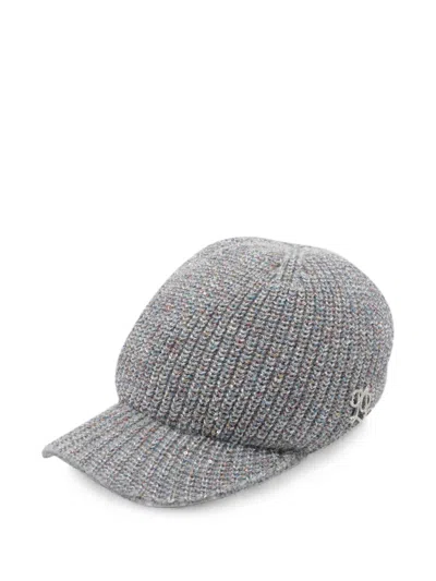 Liu •jo Sequin-embellished Knitted Cap In Gray