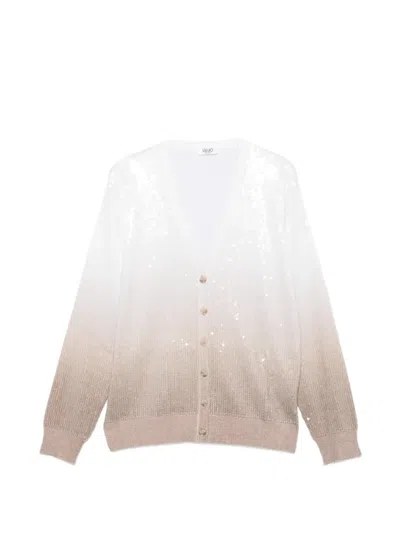 Liu •jo Sequin-embellished Ombré Cardigan In White