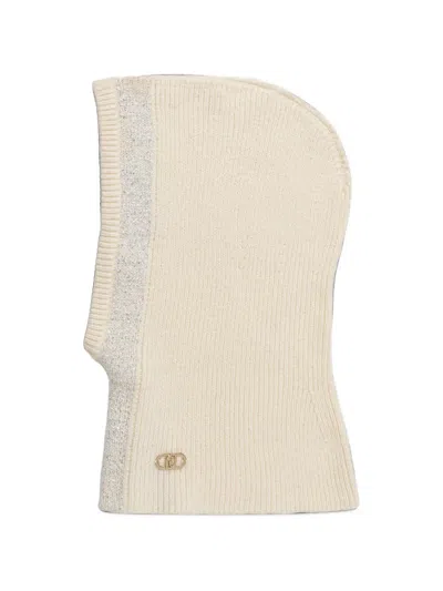 Liu •jo Sequin-embellished Ribbed Balaclava In Neutral