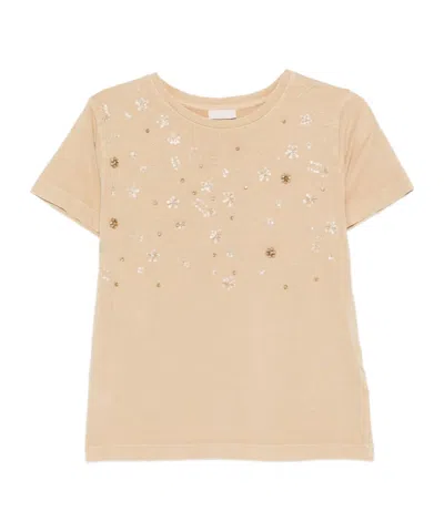 Liu •jo Sequin-embellished T-shirt In Neutral