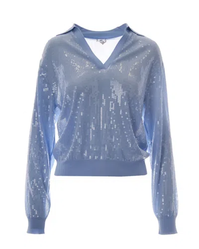 Liu •jo Liu Jo Sequin-embellished Viscose Blend Sweater In Blue
