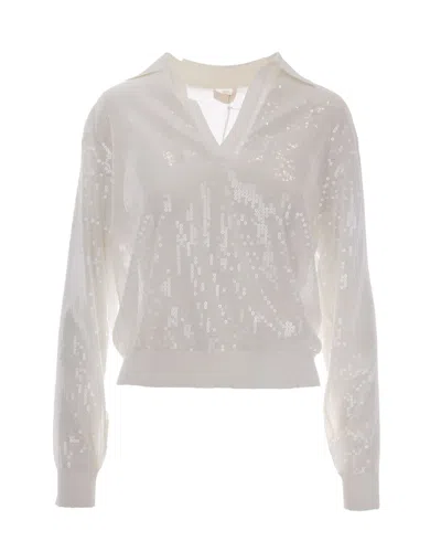 Liu •jo Liu Jo Sequin-embroidered Viscose Blend Sweater In White