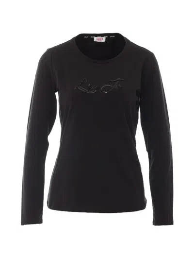 Liu •jo Sequin-logo Long-sleeve T-shirt In Multi