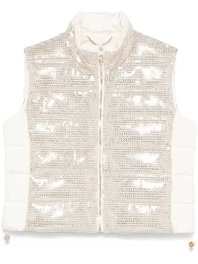 Liu •jo Sequinned Gilet In Gold