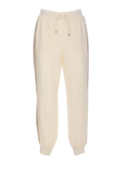 Liu •jo Sequin Side Stripe Track Pants In Beige