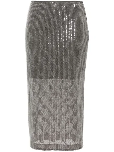 Liu •jo Sequinned Midi Skirt In Grey