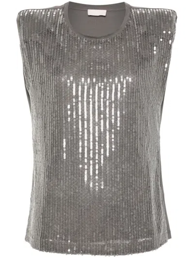 Liu •jo Sequinned Tank Top In Stahl