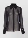 Liu •jo Sheer Fabric Top Jewel Button Cuffs In Black
