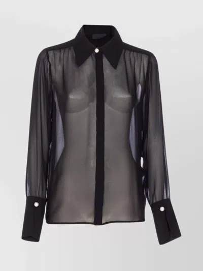 LIU •JO SHEER FABRIC TOP JEWEL BUTTON CUFFS