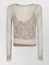 Liu •jo Sheer Lace Knit Sweater With Long Sleeves