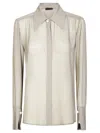 Liu •jo Sheer Lightweight Blouse With Classic Collar In Neutral