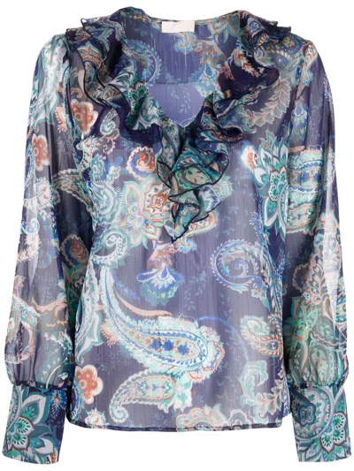 Liu •jo Sheer Paisley Top In Blau