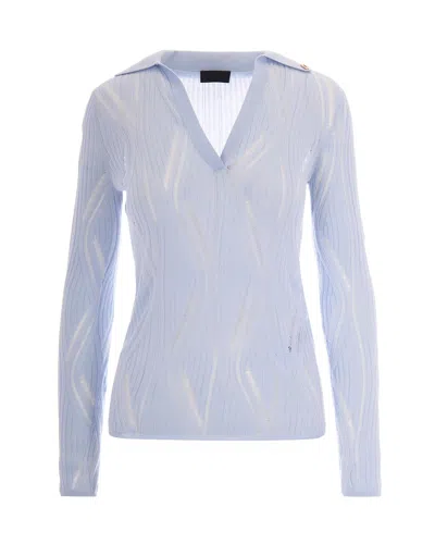 Liu •jo Liu Jo Shifted Rib Virgin Wool Sweater In Blue
