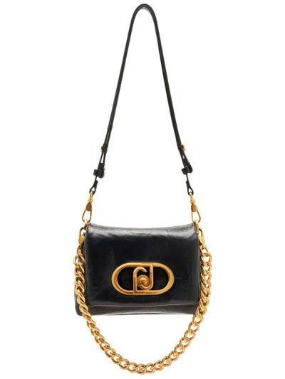 Liu •jo Liu Jo Shiny Black Puff Bag With Gold Logo