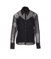 Liu •jo Long Sleeve Sheer Shirt With Crystal Embellishments In Black