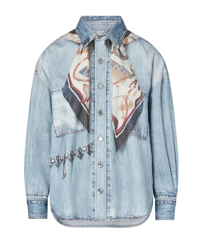 Liu •jo Shirt In Denim With Print Digital In Blue