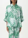 Liu •jo Liu Jo Relaxed-fit Multicolor Shirt With Tropical Palm Print In Gnawed Blue