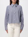 Liu •jo Cropped Blue Shirt With Checkered Pattern In Blue