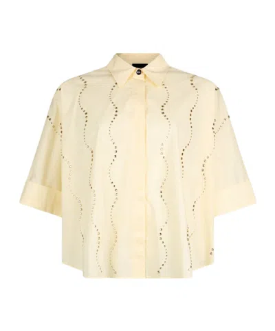 Liu •jo Bejewelled-appliqué Shirt In Yellow