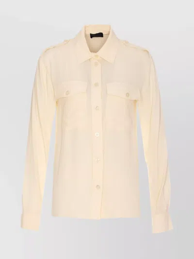 Liu •jo Shirt With Chest Pockets And Epaulettes In White