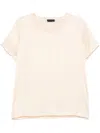 Liu •jo Yellow Crew-neck Blouse With Short Sleeves In Beige