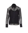 Liu •jo Long Sleeve Sheer Shirt With Crystal Embellishments In Black