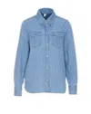 Liu •jo Liu Jo Kent Collar Denim Shirt With Rhinestone Applications In Blue