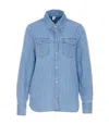 Liu •jo Liu Jo Kent Collar Denim Shirt With Rhinestone Applications In Blue