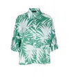 Liu •jo Liu Jo Relaxed-fit Multicolor Shirt With Tropical Palm Print In Green