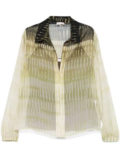 LIU •JO LIU JO SHIRT IN GREEN PRINT WITH REMOVABLE LINING