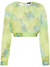 Liu •jo Watercolour-effect Cropped Blouse In Green
