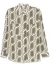 Liu •jo Ramie Shirt In Green Mitif With Two Chest Patch Pockets In Multicolor