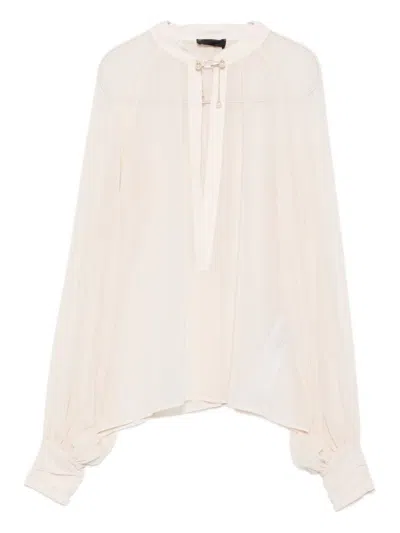 Liu •jo Keyhole-neck Blouse In Neutral