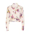Liu •jo Embellished Collar Floral Pattern Crop Top In White
